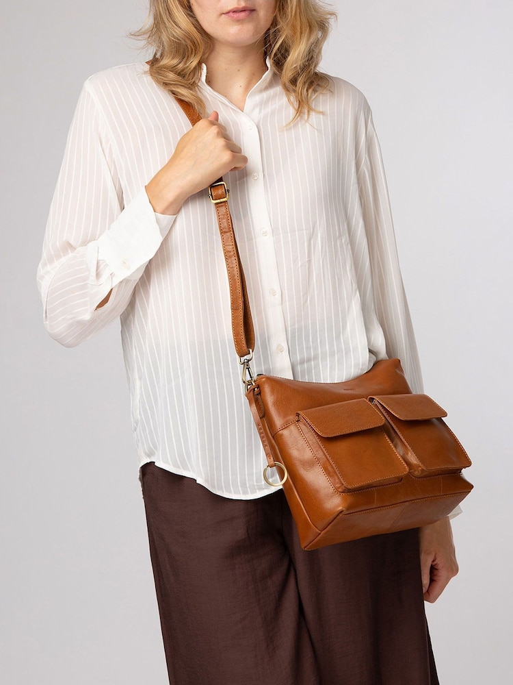Conkca Tan Brown 'Snowdrop' Leather Shoulder Bag - Image 2 of 6