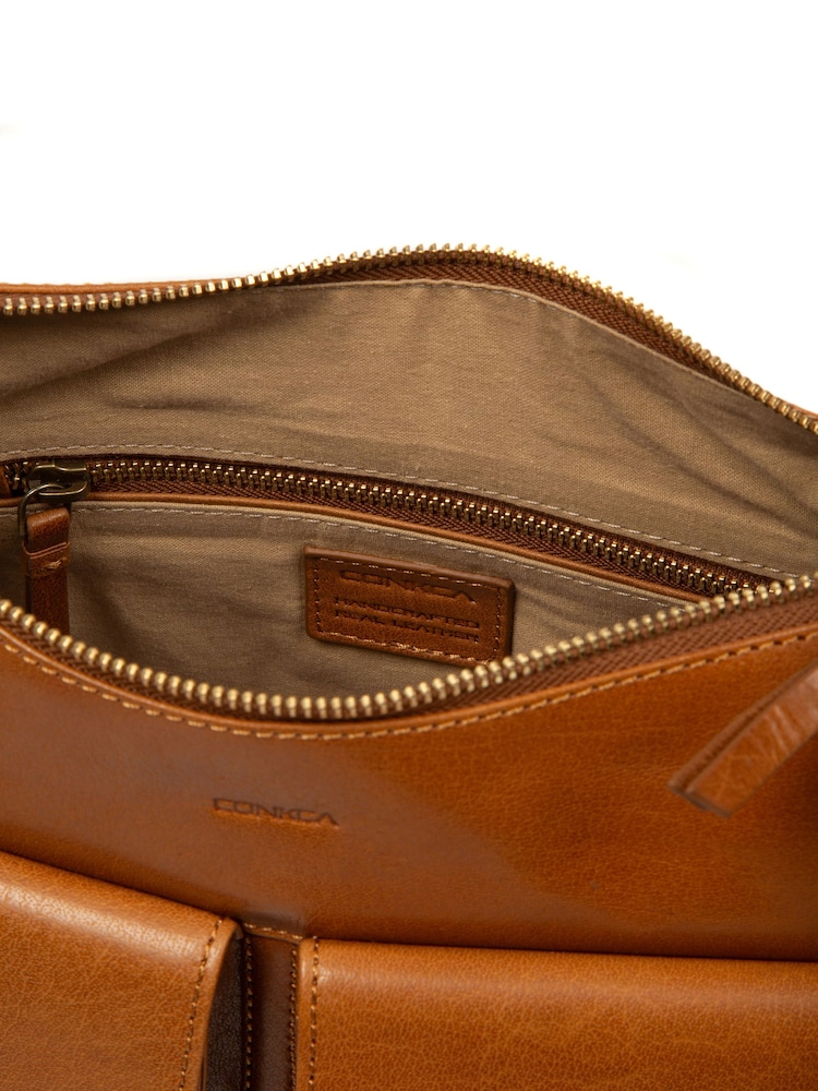 Conkca Tan Brown 'Snowdrop' Leather Shoulder Bag - Image 6 of 6