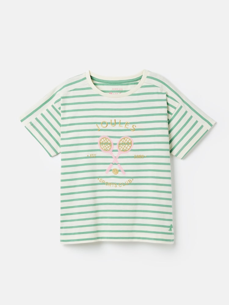 Joules Girls' Betty Green Embroidered Short Sleeve T-Shirt - Image 1 of 4 Joules Girls' Betty Green Embroidered Short Sleeve T-Shirt - Image 1 of 4
