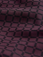 Burgundy Red Jacquard Print Regular Fit 100% Cotton Long Sleeves Single Cuff Formal Shirt - Image 8 of 8
