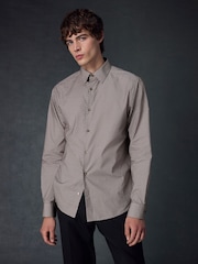 Neutral Brown Geometric Print Regular Fit 100% Cotton Long Sleeves Single Cuff Formal Shirt - Image 4 of 8