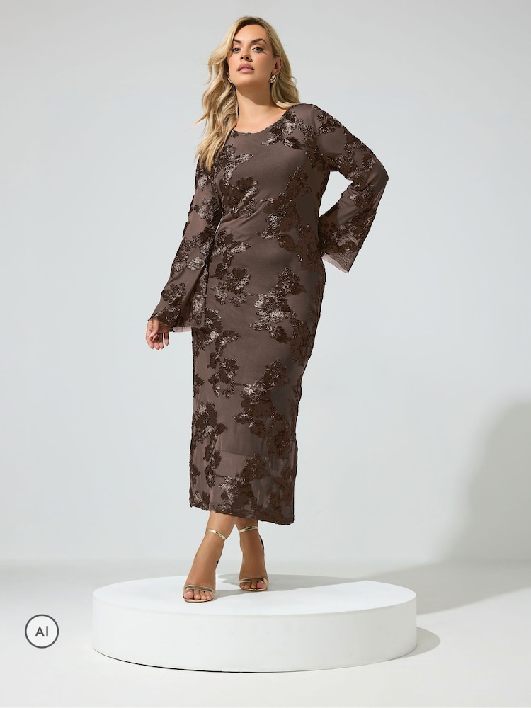 Yours Curve Brown London Floral Applique Dress - Image 1 of 6 Yours Curve Brown London Floral Applique Dress - Image 1 of 6