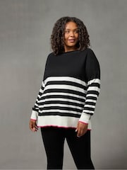 Live Unlimited Black Curve Stripe Jumper with Tipping - Image 1 of 5