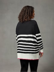 Live Unlimited Black Curve Stripe Jumper with Tipping - Image 2 of 5
