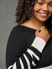 Live Unlimited Black Curve Stripe Jumper with Tipping - Image 3 of 5