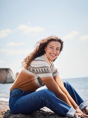 FatFace Brown Bea Yoke Fairisle Jumper - Image 1 of 7