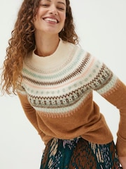 FatFace Brown Bea Yoke Fairisle Jumper - Image 5 of 7