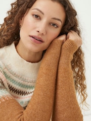 FatFace Brown Bea Yoke Fairisle Jumper - Image 6 of 7