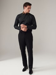 Black/Gold Regular Fit Trimmed Formal 100% Cotton Oxford Shirt - Image 2 of 8