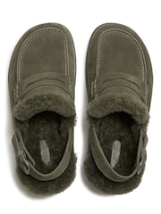 FitFlop Green Gen-FF Suede Shearling Loafer Back-Strap Mules - Image 3 of 4