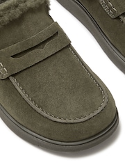 FitFlop Green Gen-FF Suede Shearling Loafer Back-Strap Mules - Image 4 of 4