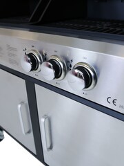 Charles Bentley Silver 2+1 Burner Gas Grill & Charcoal Grill BBQ In Stain - Image 5 of 6