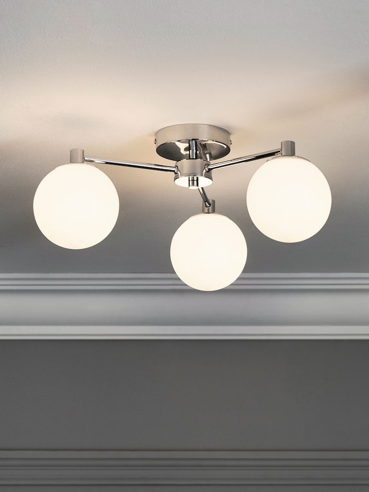 Chrome Pasadena 3 Light Flush Ceiling Light - Image 1 of 8