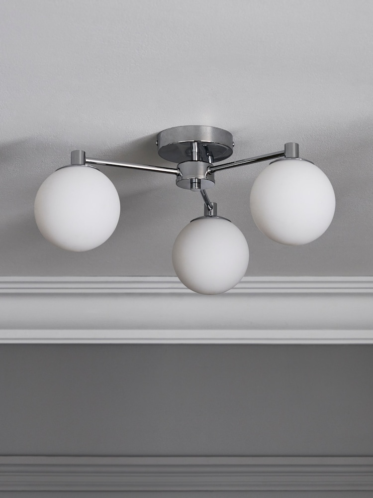 Chrome Pasadena 3 Light Flush Ceiling Light - Image 2 of 8