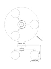 Chrome Pasadena 3 Light Flush Ceiling Light - Image 4 of 8