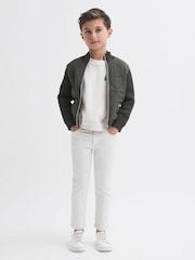 Reiss Forest Green Amos Junior Hybrid Zip-Through Quilted jacket - Image 3 of 6