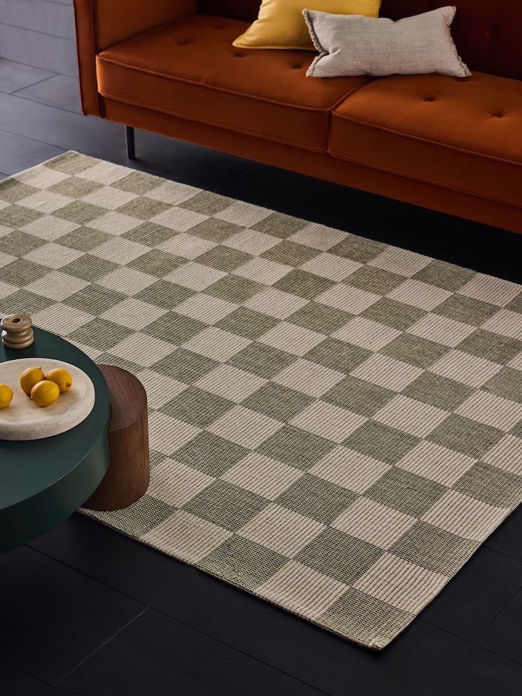 MADE.COM Green/White Juliette Woven Wool Rug - Image 1 of 5