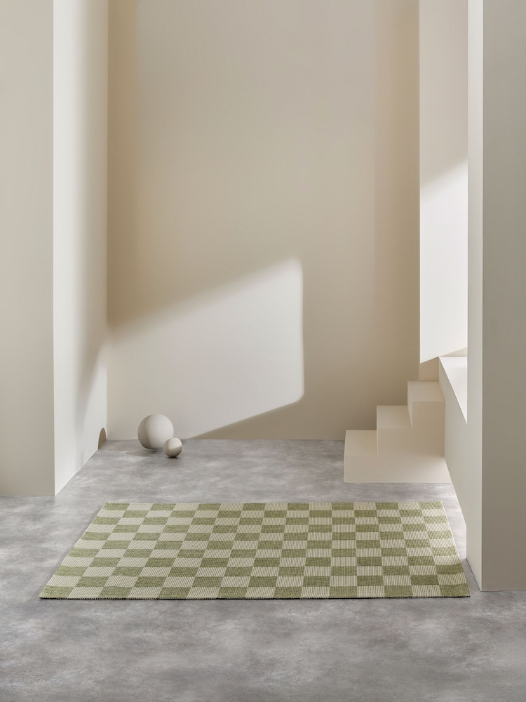 MADE.COM Green/White Juliette Woven Wool Rug - Image 2 of 5 MADE.COM Green/White Juliette Woven Wool Rug - Image 2 of 5
