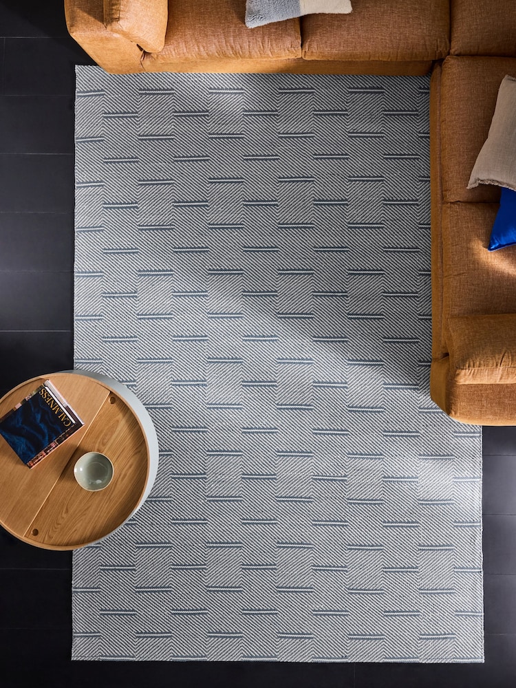 MADE.COM Blue Cowley Woven Wool Rug - Image 1 of 5