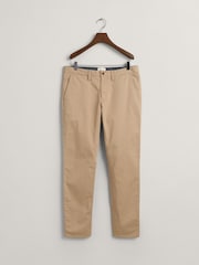 GANT Brown Slim Fit Cotton Twill Chino Trousers - Image 5 of 5