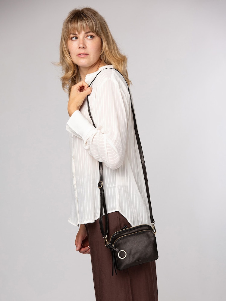 Conkca Black 'Jay' Leather Cross-Body Bag - Image 1 of 6