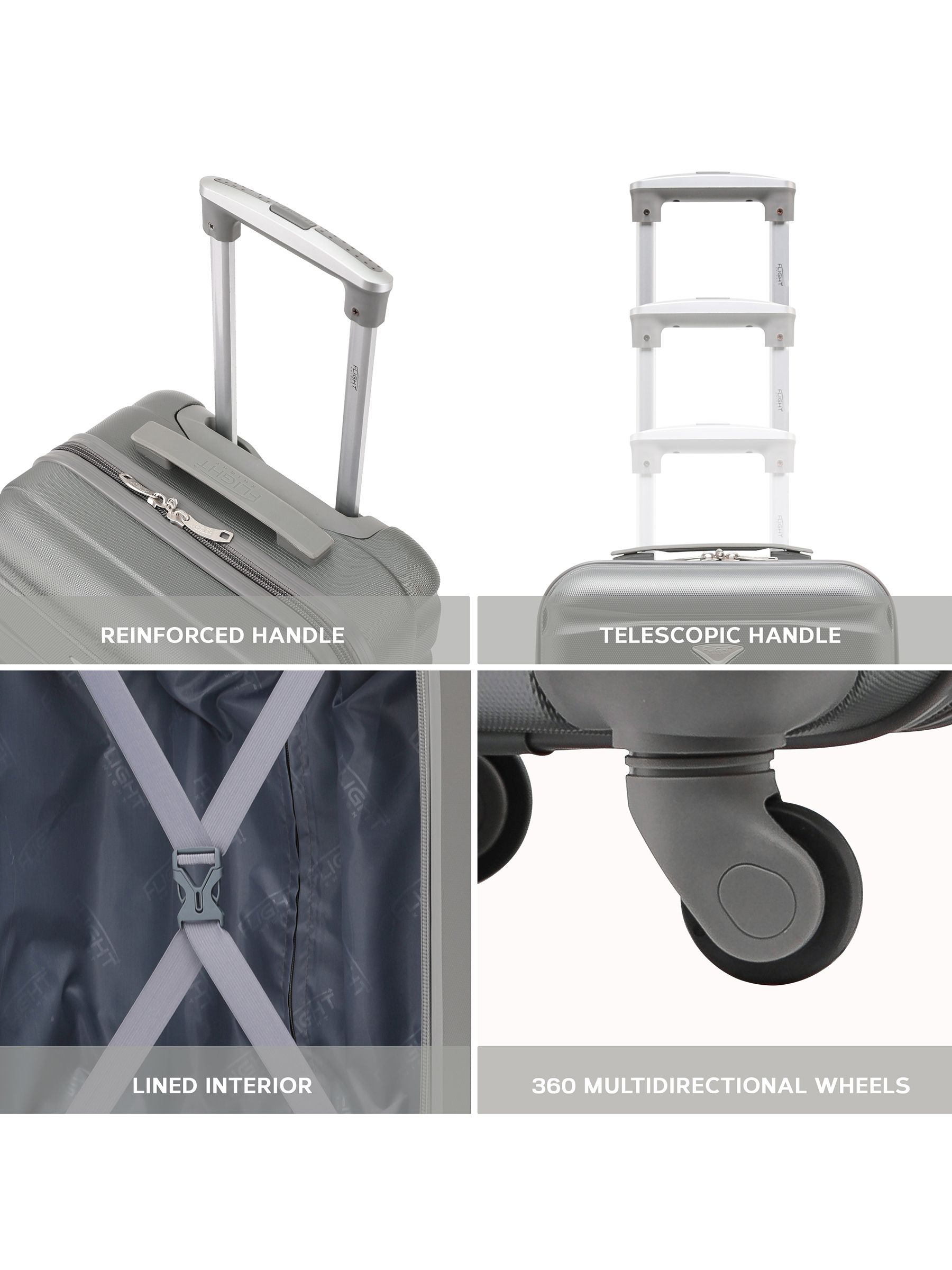 Buy Flight Knight Charcoal Flight Knight 55x35x25cm 4 Wheel ABS