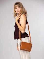 Conkca Tan Brown 'Robin' Leather Cross-Body Bag - Image 1 of 5