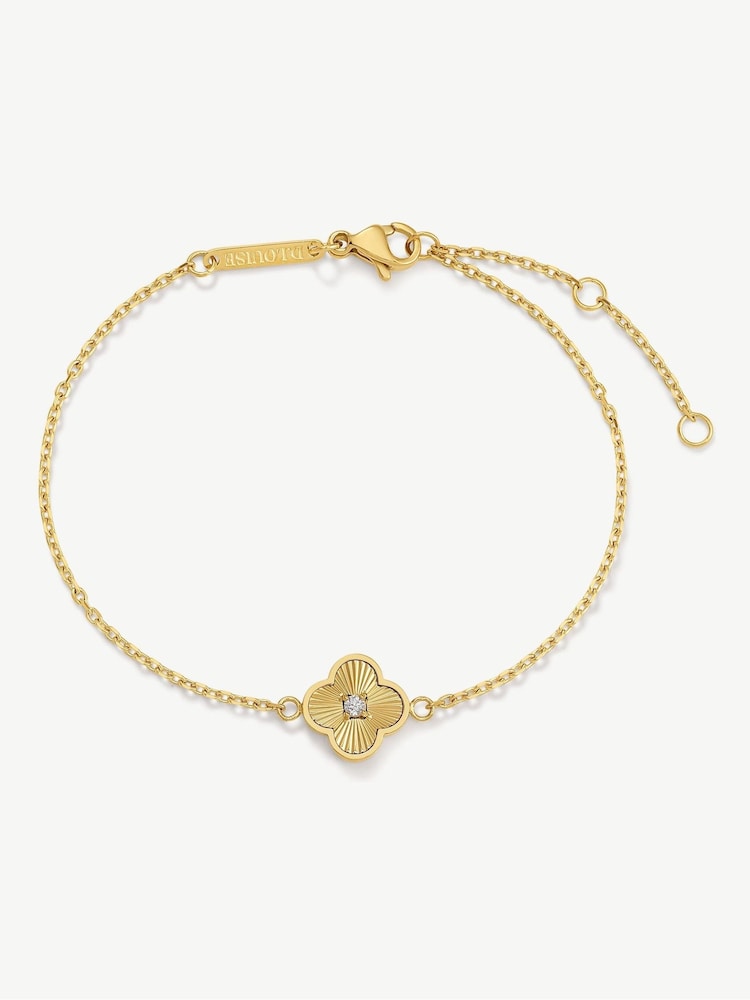 D.Louise Gold Pleated Clover Bracelet - Image 2 of 4 D.Louise Gold Pleated Clover Bracelet - Image 2 of 4