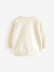 Ecru White Smile Oversized Printed 100% Cotton Sweatshirt (3mths-7yrs) - Image 2 of 4