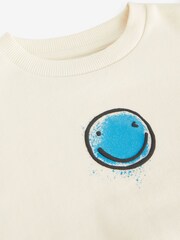 Ecru White Smile Oversized Printed 100% Cotton Sweatshirt (3mths-7yrs) - Image 3 of 4