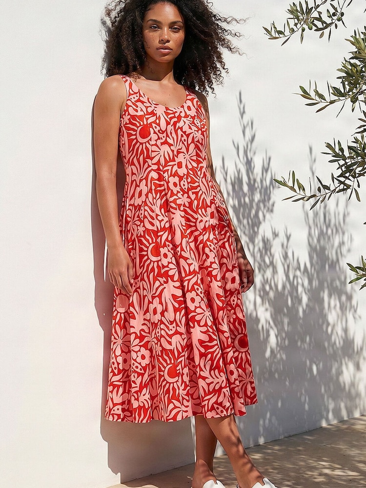 Roman Natural Abstract Print Midi Dress - Image 2 of 4 Roman Natural Abstract Print Midi Dress - Image 2 of 4