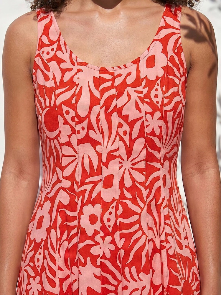 Roman Natural Abstract Print Midi Dress - Image 4 of 4 Roman Natural Abstract Print Midi Dress - Image 4 of 4