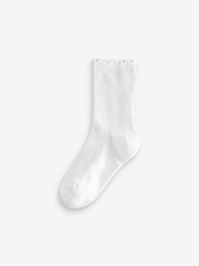 White Regular Length Cotton Rich Ruffle Ankle Socks 5 Pack - Image 2 of 2