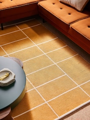 MADE.COM Ochre Yellow Elsmore Reversible Woven Cotton Rug - Image 1 of 8
