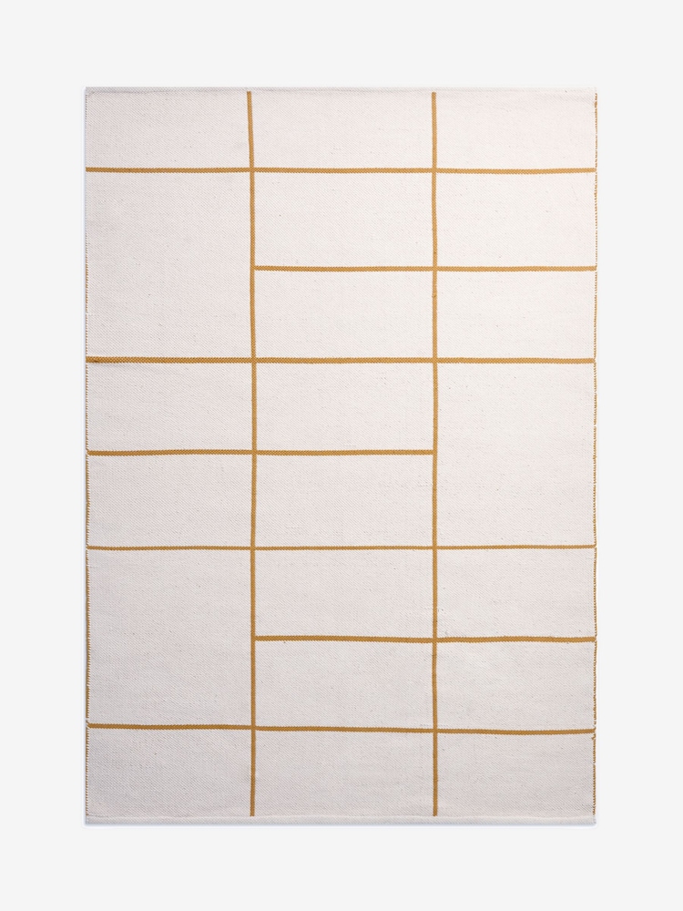 MADE.COM Ochre Yellow Elsmore Reversible Woven Cotton Rug - Image 8 of 8