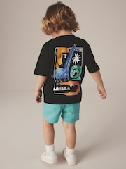Black/White Back Print 100% Cotton Short Sleeve T-Shirt (3mths-7yrs) - Image 2 of 6