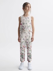 Reiss Pink Print Kemi 9-12 yrs Floral Print Drawstring Joggers - Image 1 of 6