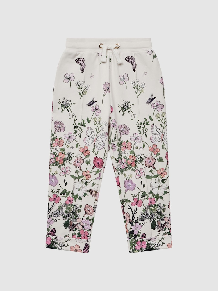 Reiss Pink Print Kemi 9-12 yrs Floral Print Drawstring Joggers - Image 2 of 6