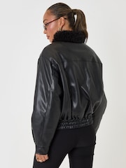 Threadbare Faux Leather Fur Collar Jacket - Imagen 2 de 5
