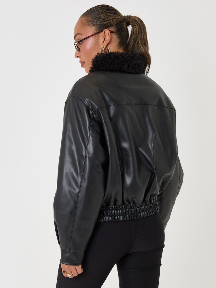 Threadbare Faux Leather Fur Collar Jacket - Imagen 2 de 5
