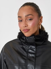 Threadbare Faux Leather Fur Collar Jacket - Imagen 5 de 5