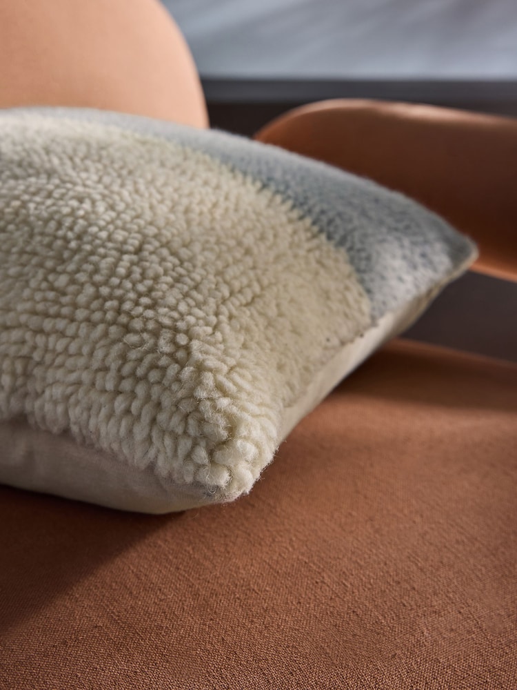 MADE.COM Grey/Blue Lori Tufted Berber Cushion - Image 2 of 3