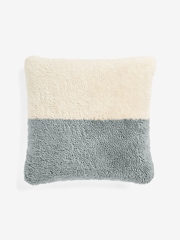 MADE.COM Grey/Blue Lori Tufted Berber Cushion - Image 3 of 3