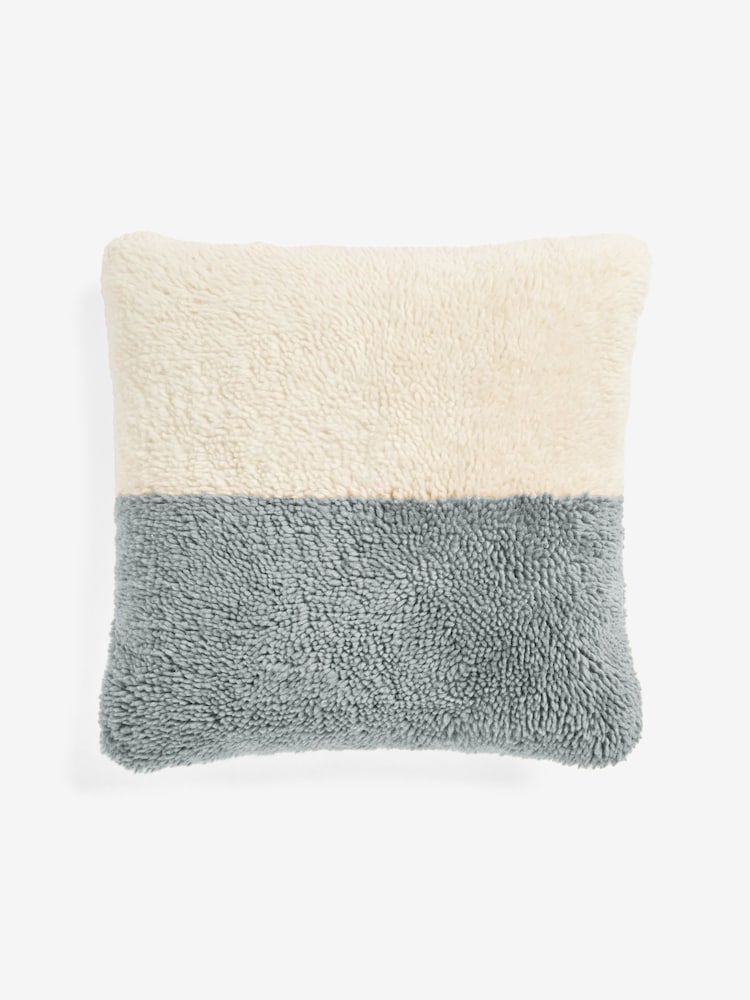 MADE.COM Grey/Blue Lori Tufted Berber Cushion - Image 3 of 3