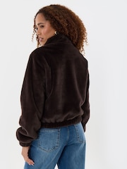 Threadbare Brown Faux Fur Bomber Jacket - Image 2 of 5
