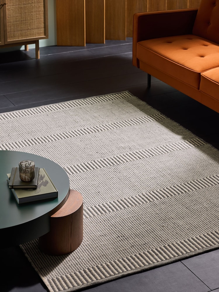 MADE.COM Grey/Blue Atwell Woven Wool Rich Rug - Image 1 of 5