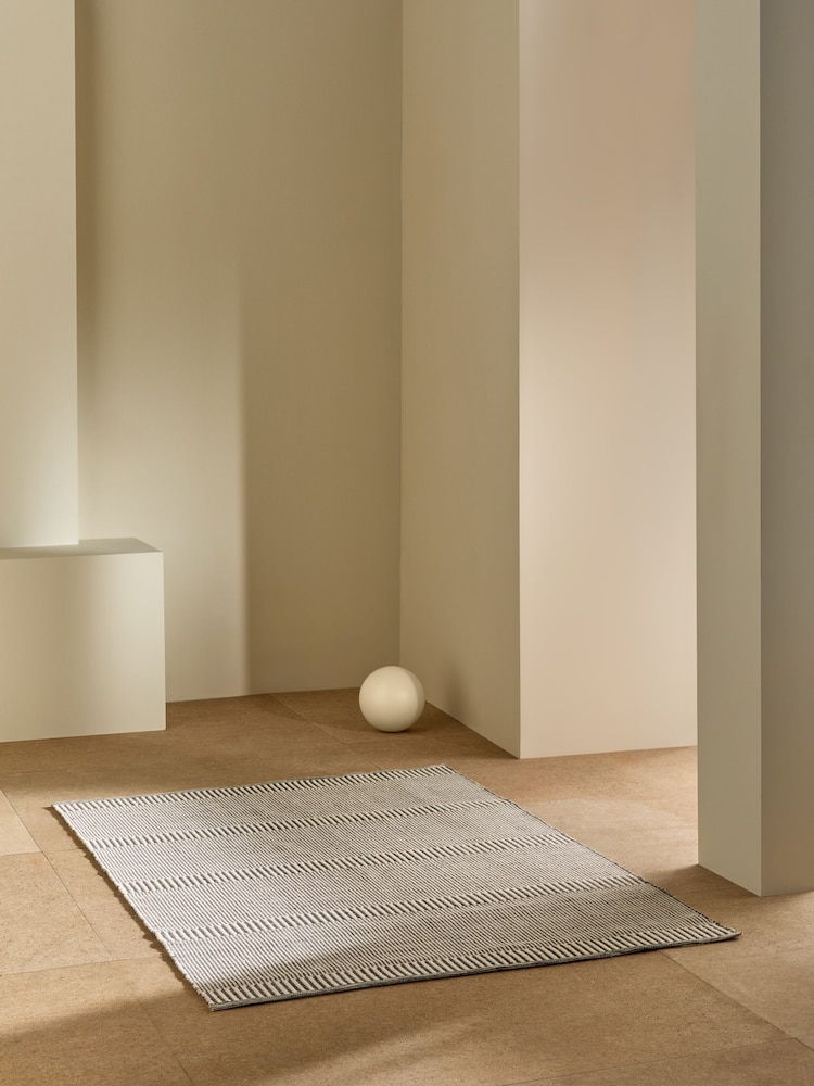 MADE.COM Grey/Blue Atwell Woven Wool Rich Rug - Image 2 of 5