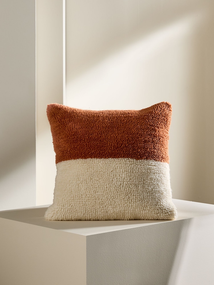 MADE.COM Red Lori Tufted Berber Cushion - Image 2 of 4