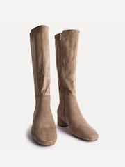 Linzi Natural Rotate Wide Fit Stretch High Leg Boots With Low Block Heels - Image 3 of 5