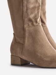 Linzi Natural Rotate Wide Fit Stretch High Leg Boots With Low Block Heels - Image 5 of 5